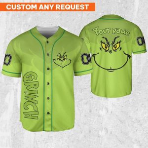 Grinch Smile Christmas Gift For Fan Baseball Jersey