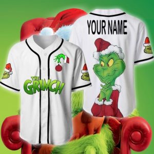 Grinch White Christmas Gift For Fan Baseball Jersey