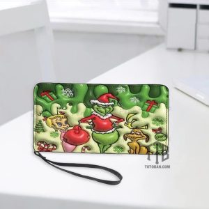 Grinch , Cindy Lou And Max Dog Christmas Zipper Wallet