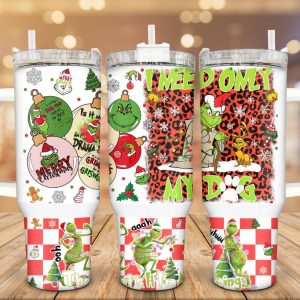 Grinch I Need Only My Dog Christmas Stainless Steel Tumblers