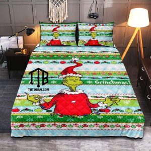 Grinch Holiday Seuss Quilt Bedding Set 3PCS - 1 Quilt - 2 Quilt Pillow