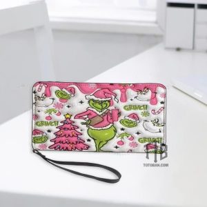 Grinch Pink Christmas Zipper Wallet