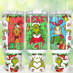 Grinch Cindy Lou and Max Dog Merry Christmas Stainless Steel Tumblers