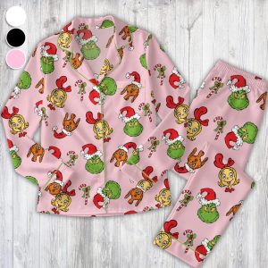 Grinch And Cindy Lou Christmas Satin Pajamas Kids And Adult Gift For Family