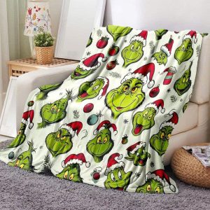 Grinch Merry Christmas Fleece Blanket A01