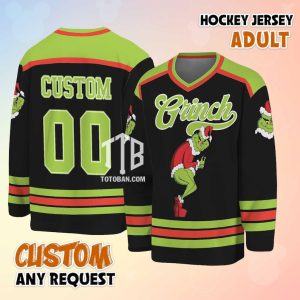 Grinch Funny Custom Name Hockey Jersey 3D