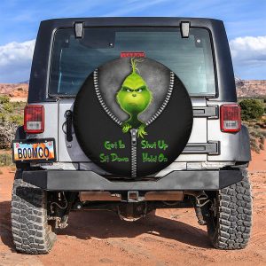 Grinch Shut Up Hold On Spare Tire Cover Polyester