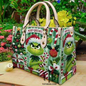 Grinch Merry Christmas Cute Purse - Leather Bag - Handbag For Women