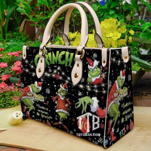 Grinch Christmas Black Purse - Leather Bag - Handbag For Women
