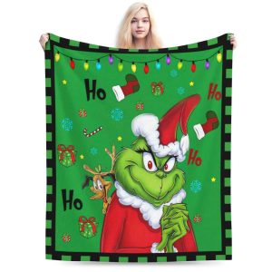 Grinch Ho Ho Ho Christmas Fleece Blanket