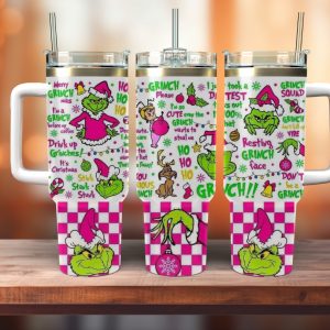 Grinch Pink Christmas Stainless Steel Tumblers