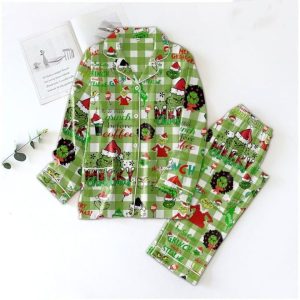 Grinch Christmas I'm A Real Grinch Satin Pajamas Kids And Adult Gift For Family