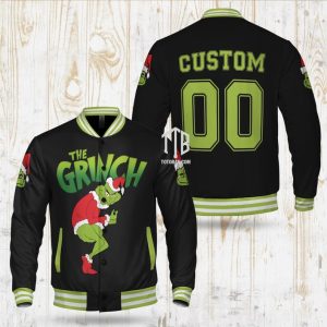 Grinch Christmas Black Gift For Fan Baseball Jacket
