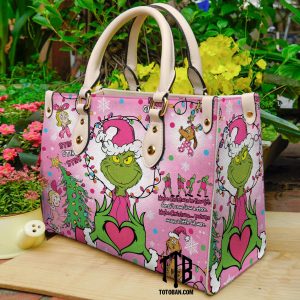 Grinch , Cindy Lou And Max Dog Love Christmas Purse - Leather Bag - Handbag For Women