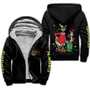Grinch Cindy Lou and Max Dog Christmas Fleece Jacket 2