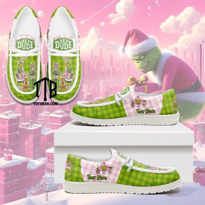 Grinch Cindy Lou And Max Dog Pink Canvas Loafer Dude Shoes