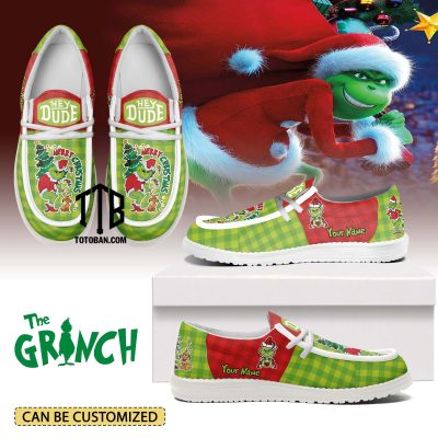 Grinch And Max Dog Merry Grinchmas Canvas Loafer Dude Shoes