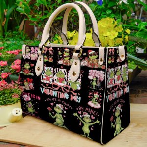 Grinch Valentines Black Purse - Leather Bag - Handbag For Women