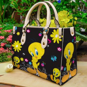 Tweety Bird Black Purse - Leather Bag - Handbag For Women