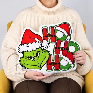 Grinch Ho Ho Ho Shape Pillow
