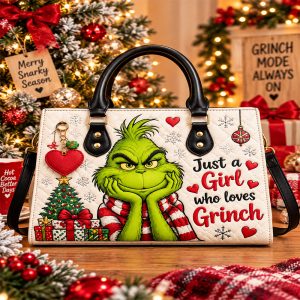 Grinch Just A Girl Purse - Leather Bag - Handbag For Women New