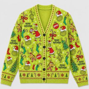 Grinch Knitted Cardigan Christmas Gift 2