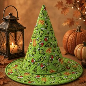 Grinch Halloween Quilted Witch Hat