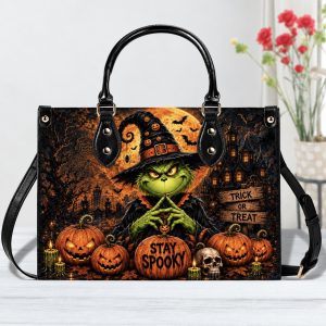 Grinch Halloween Love Purse - Leather Bag - Handbag For Women