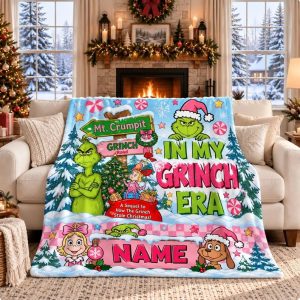 Grinch Merry Christmas Fleece Blanket New 04