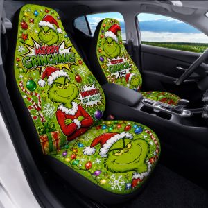 Grinch Christmas Gift Seat Cover 2 PCS 07