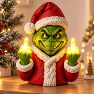 Funny Grinch Middle Finger Light, Christmas Novelty Decor