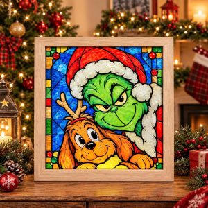 Grinch And Max Dog Acrylic Shadow Box Frame Wood