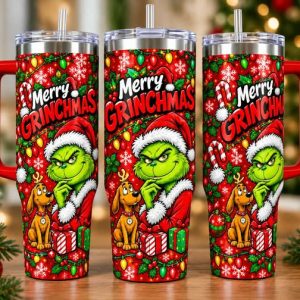 Grinch Red Merry Christmas Stainless Steel Tumblers 2026