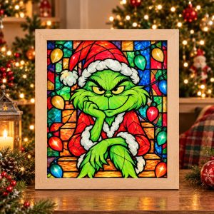Grinch Acrylic Shadow Box Frame Wood