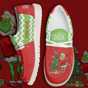 Grinch Christmas Funny Custom Name New Canvas Loafer Dude Shoes