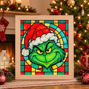 Grinch Acrylic Shadow Box Frame Wood 1