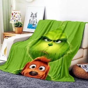 Grinch And Max Dog Merry Christmas Fleece Blanket