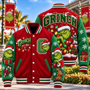 Grinch Red Gift For Fan Baseball Jacket