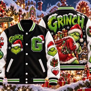 Grinch Black Gift For Fan Baseball Jacket