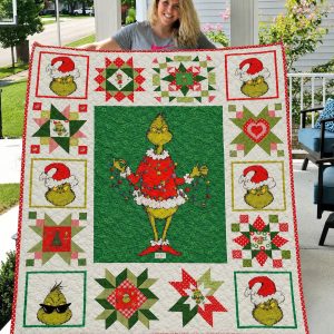 Grinch Christmas Quilt Blanket Fans Gift AZ11