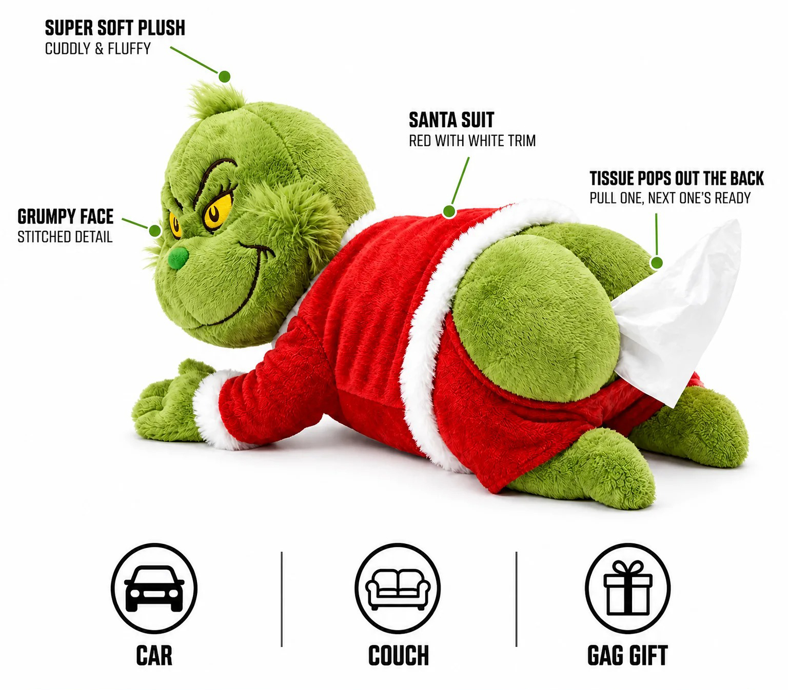 Grinch Tissue Plush Tissue Holder