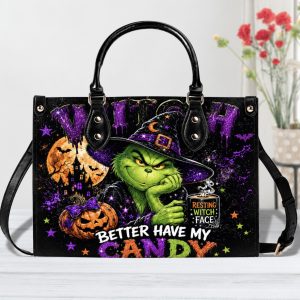Grinch Halloween Love Purse - Leather Bag - Handbag For Women 1