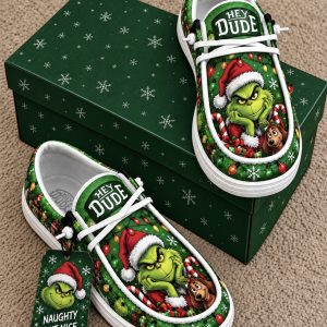 Grinch And Max Dog Christmas New Canvas Loafer Dude Shoes A1