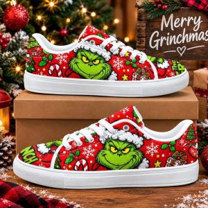 Grinch Red Christmas Skate Shoes For Men Women Fans Gift