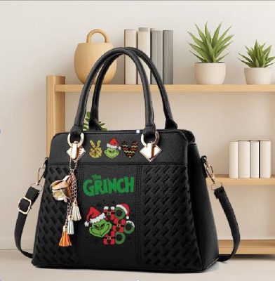 Grinch Ho Ho Ho Black Handbag New