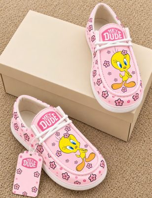 Tweety Bird Pink Canvas Loafer Dude Shoes