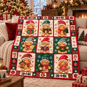 Gingerbread Christmas Quilt Blanket Fans Gift 2